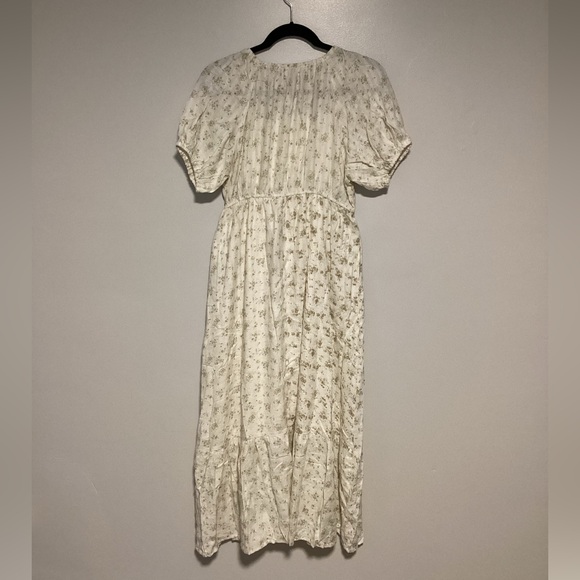 Polagram Women Maxi Dress Size S Cotton Blend Floral Cream Square Neck Pockets - Picture 4 of 9